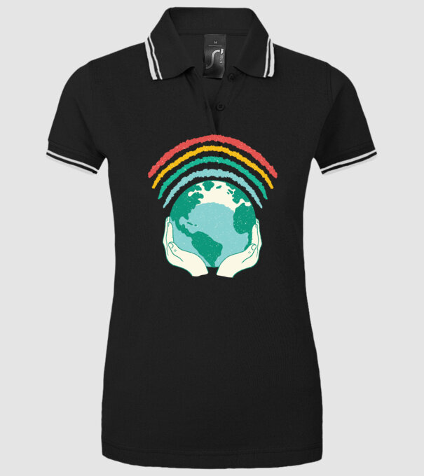 Pământ Wifi Curcubeu model negru pe tricou