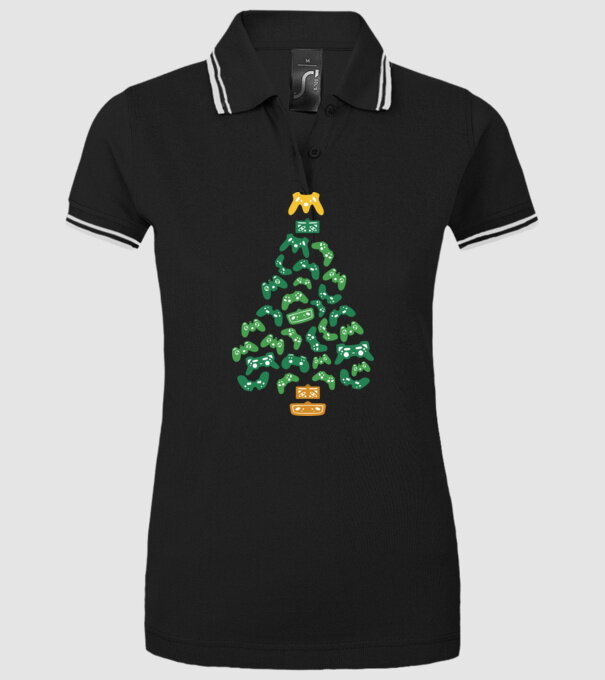 pom de Crăciun Gamer model negru pe tricou