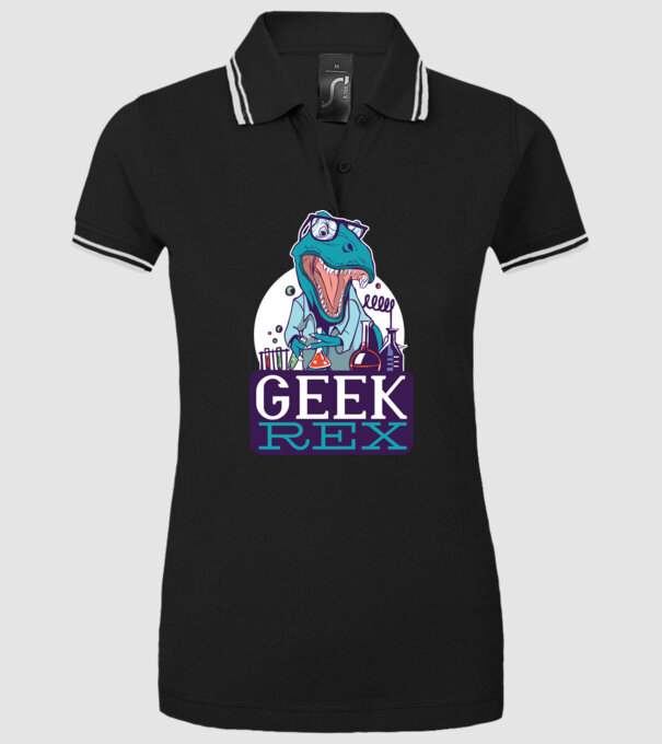 Geek Rex dinozaur tricou model negru pe tricou