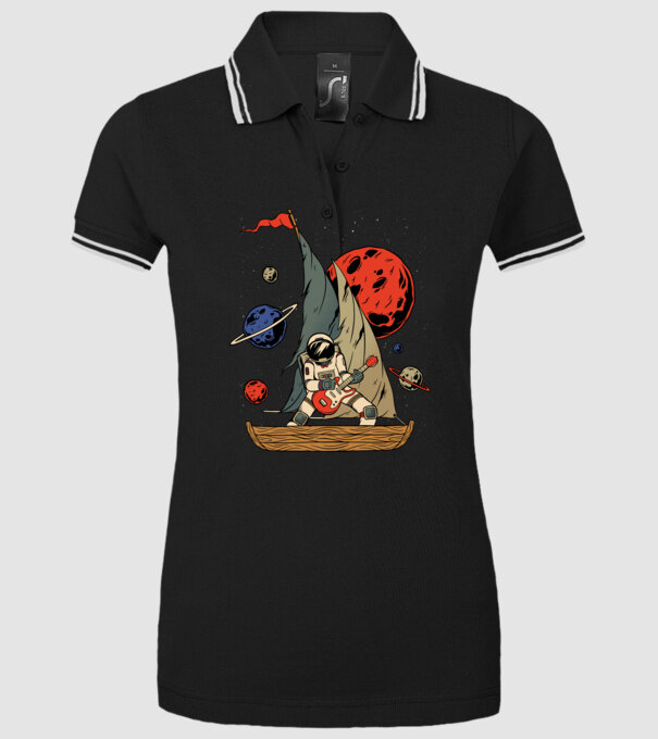 Astronaut Chitarist model negru pe tricou