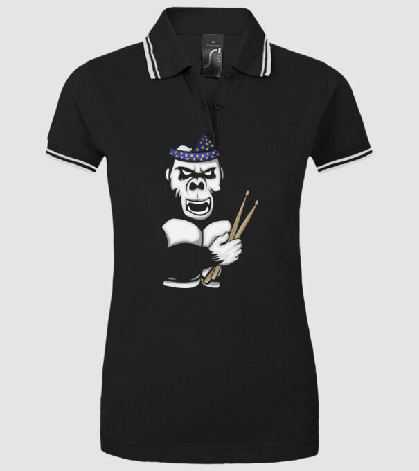 Gorilă Baterist model negru pe tricou
