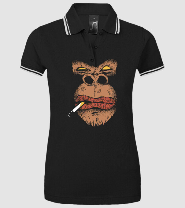Cap de gorilă cu țigară model negru pe tricou