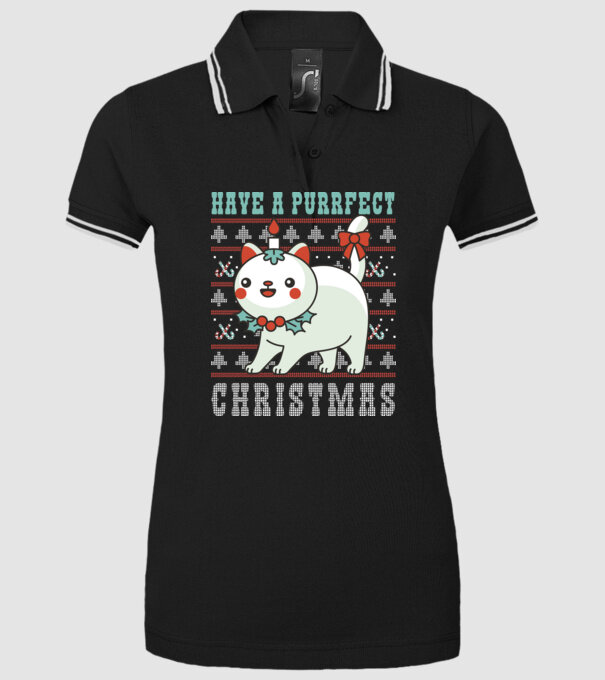 Have a Purrfect Christmas model negru pe tricou
