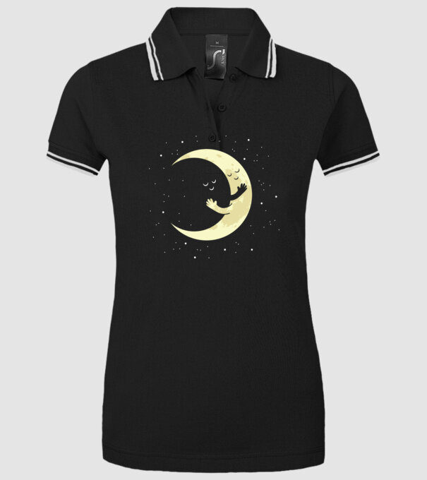 Luna și Soarele îmbrățișare model negru pe tricou