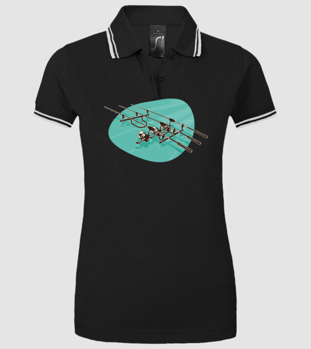 Undițe de pescuit model negru pe tricou