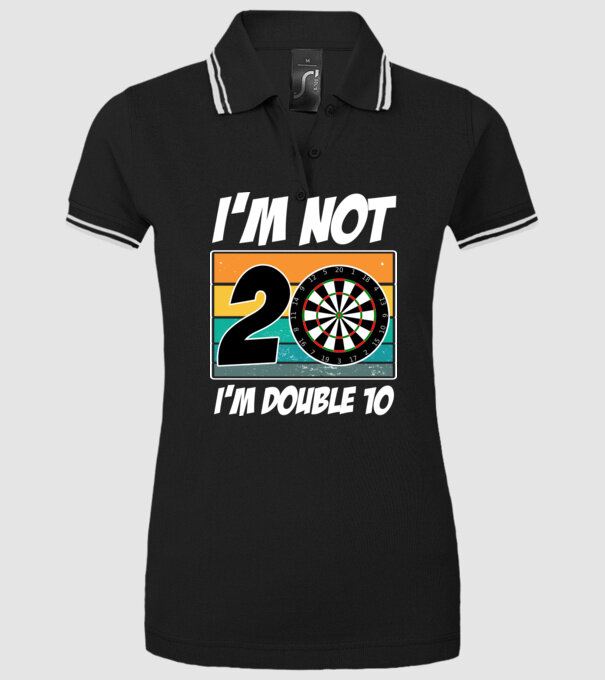 'I''m not 20 I''m double 10 darts birthday' model negru pe tricou
