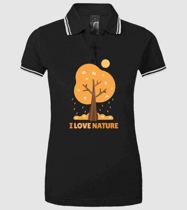 I Love Nature model negru pe tricou