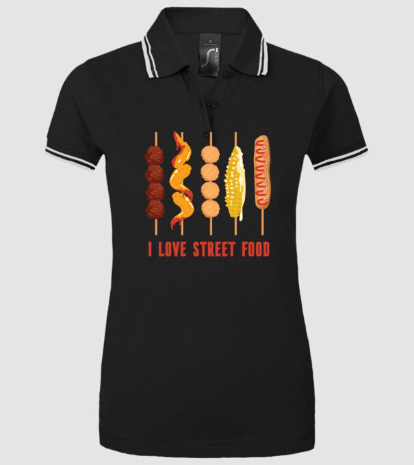 I Love Street Food model negru pe tricou