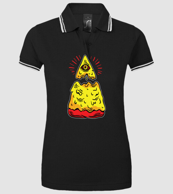 Illuminati Pizza model negru pe tricou