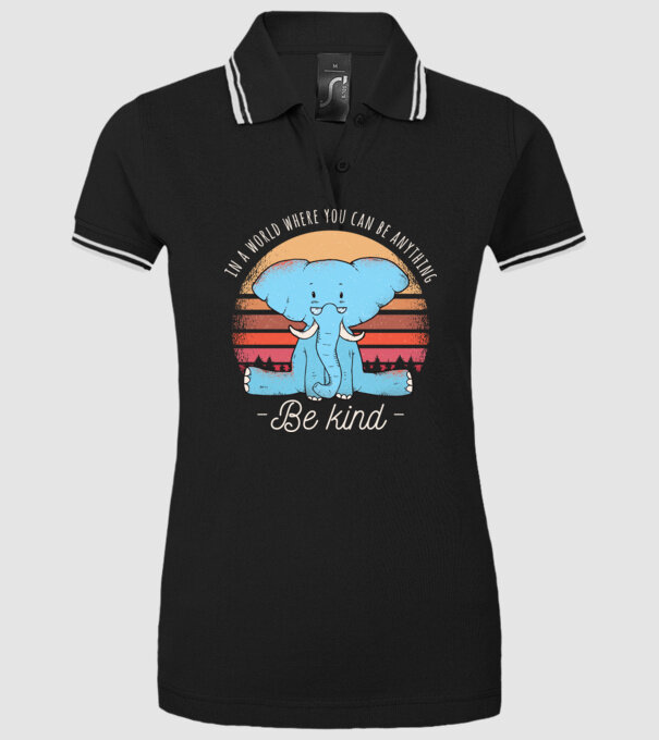 In a world where you can be anything be kind tricou elefant model negru pe tricou