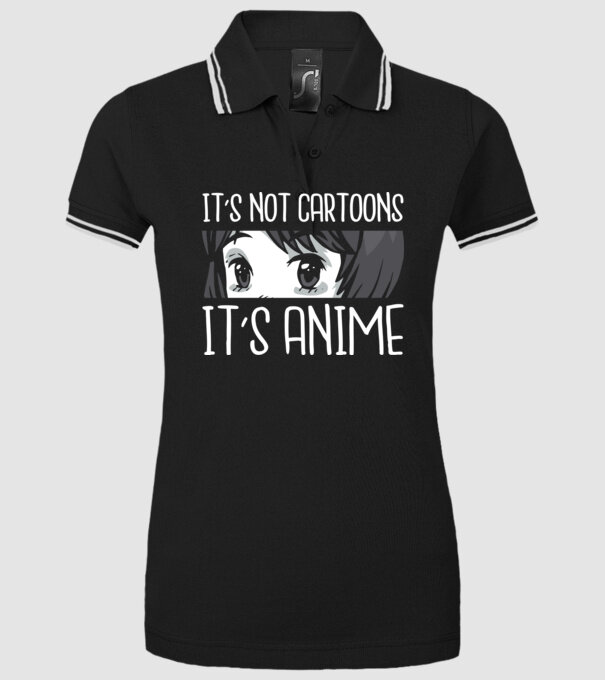 'It''s not cartoons it''s anime' model negru pe tricou