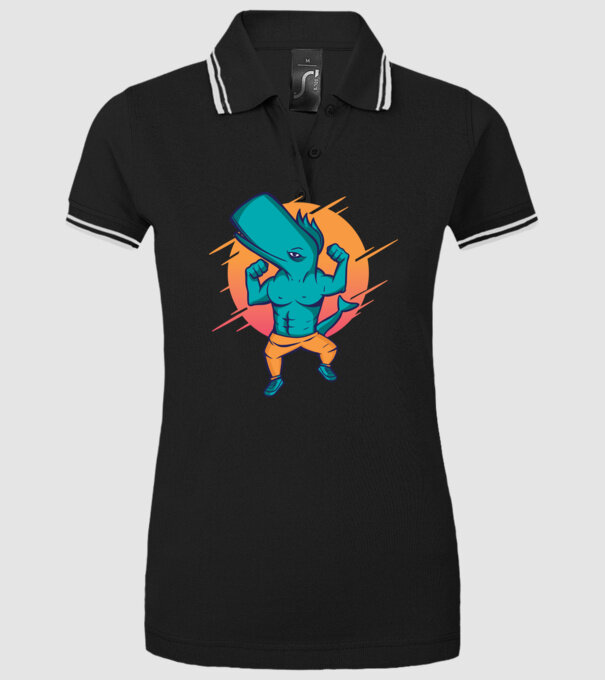 Balenă musculoasă model negru pe tricou
