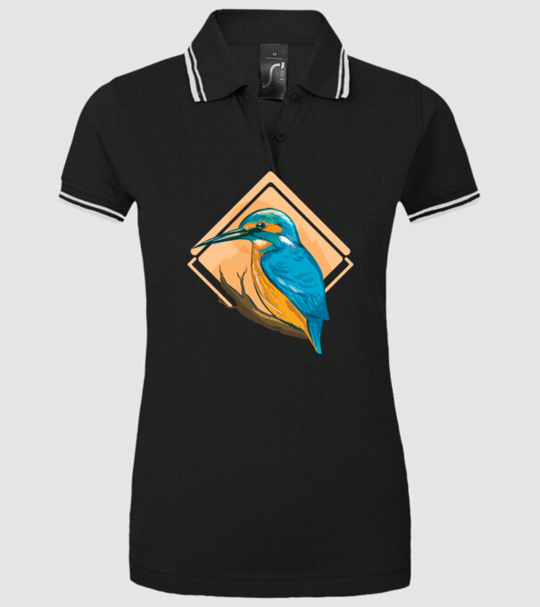 Pescăruș albastru model negru pe tricou