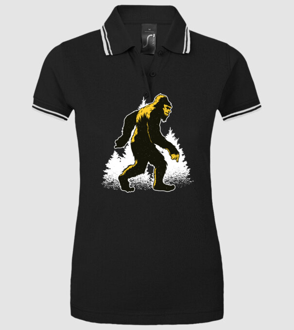 Yeti în pădure model negru pe tricou