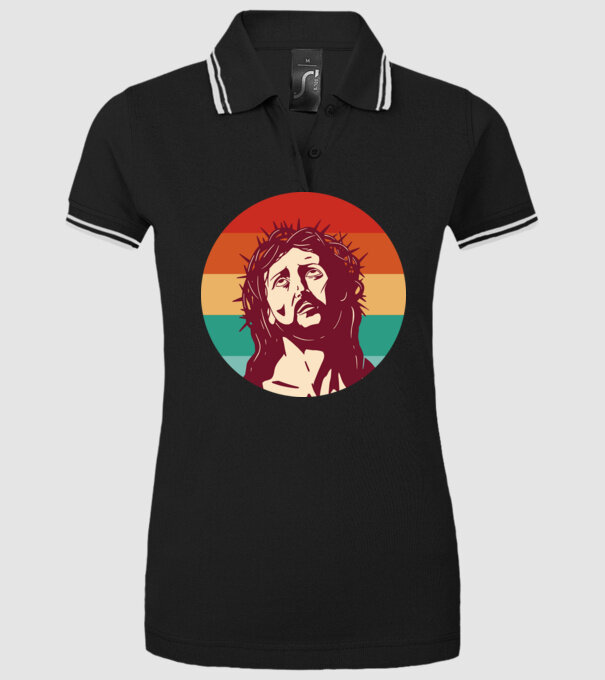 Iisus Hristos Retro model negru pe tricou