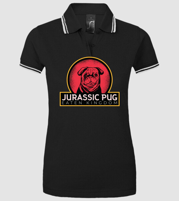 Jurassic Pug Tricou cu mops model negru pe tricou