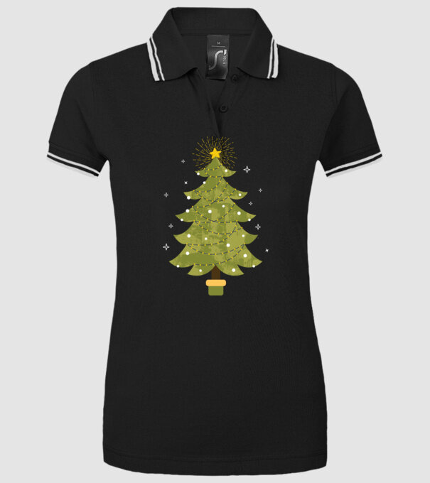 Pom de Crăciun model negru pe tricou