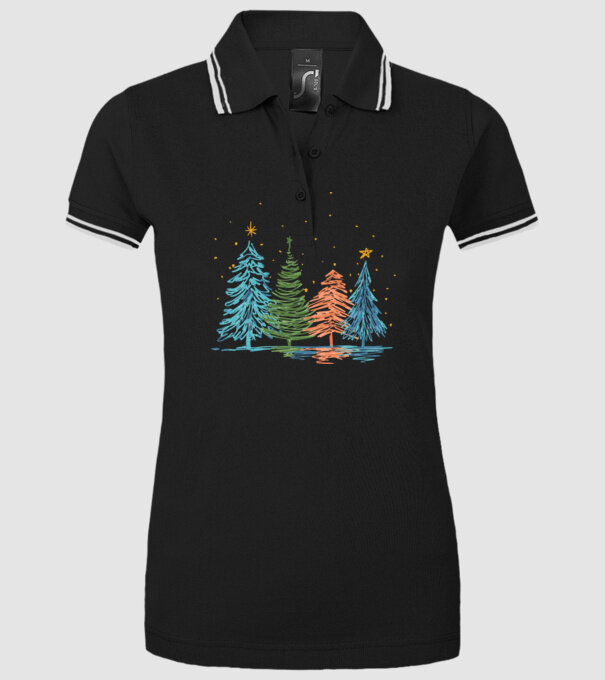 Pom de Crăciun desen model negru pe tricou