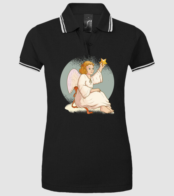 Înger de Crăciun model negru pe tricou
