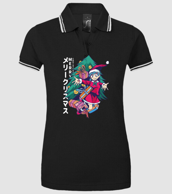 Anime Crăciun model negru pe tricou