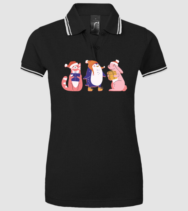 Animale drăguțe de Crăciun model negru pe tricou