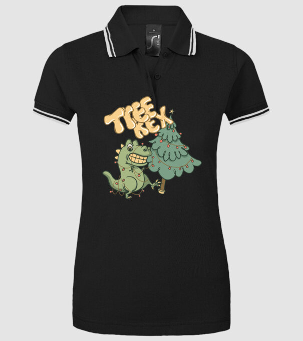 T-rex de Crăciun model negru pe tricou