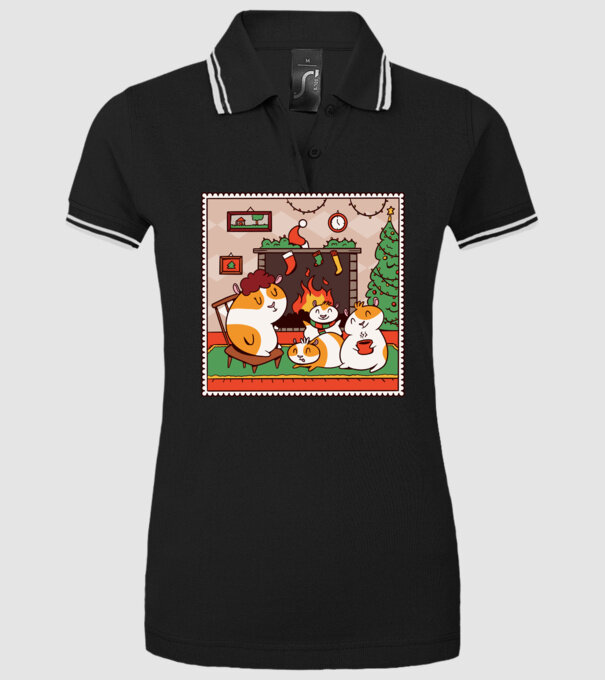 Porcușori de Guineea de Crăciun model negru pe tricou