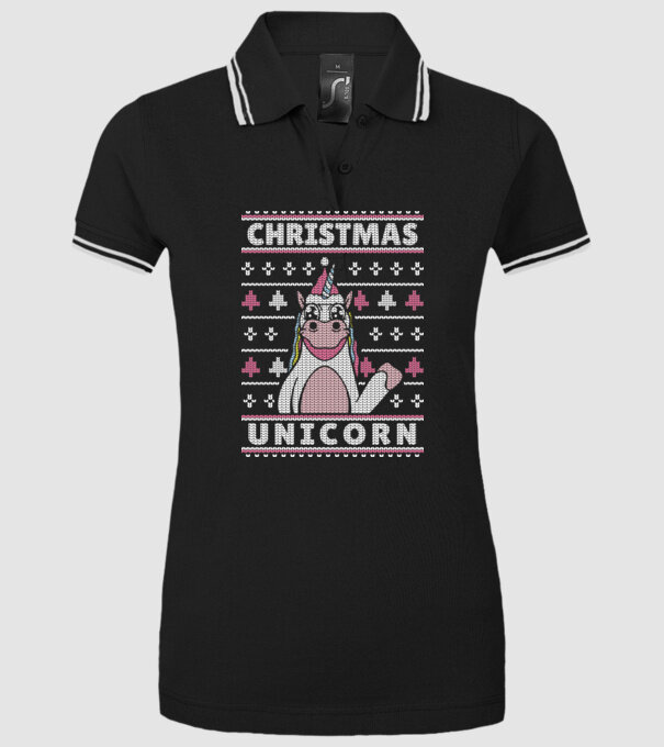 Unicorn de Crăciun pulover urât model negru pe tricou