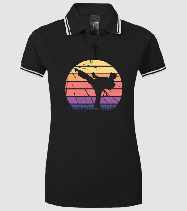 Karate Retro model negru pe tricou