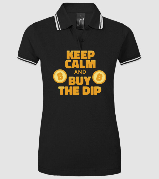 Keep calm and buy the dip Bitcoin model negru pe tricou