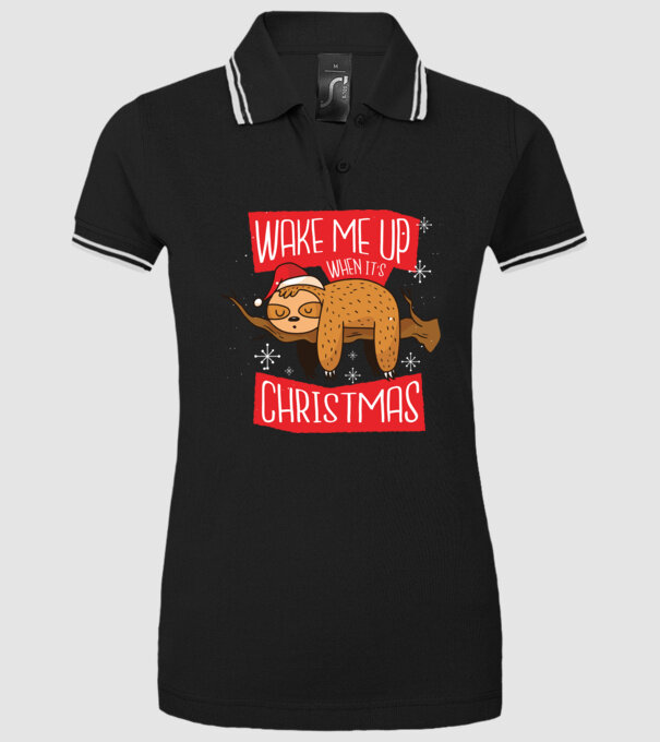 Treziți-mă când e Crăciunul model negru pe tricou