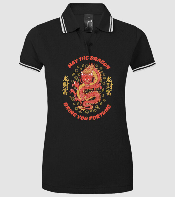 Dragon chinezesc norocos model negru pe tricou