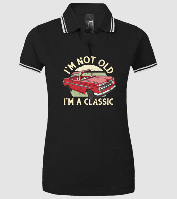'Mașină clasică - I''m not old I''m a classic' model negru pe tricou
