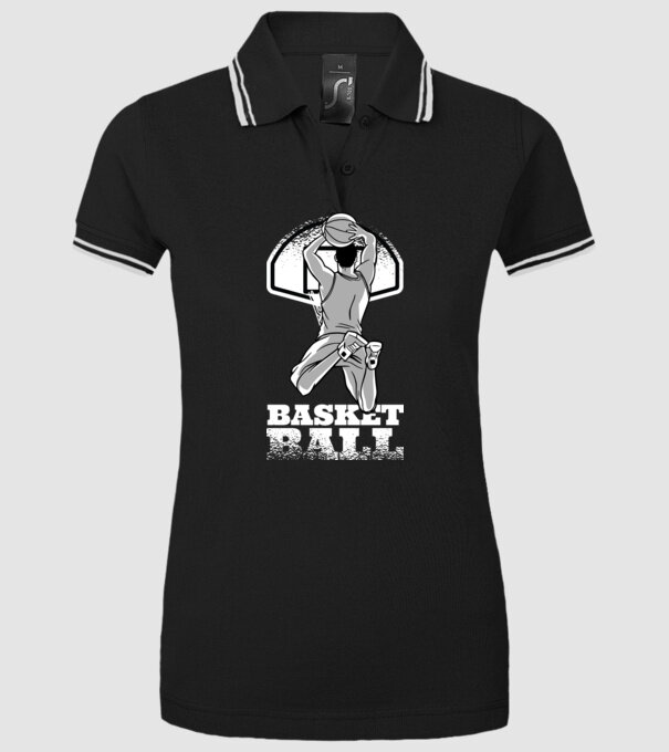 Baschet aruncare la coș model negru pe tricou