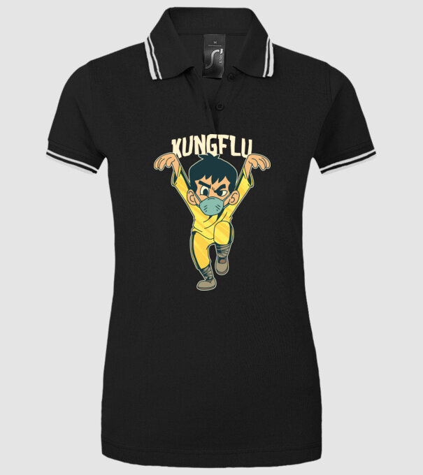 Kung Flu Coronavirus Karate model negru pe tricou