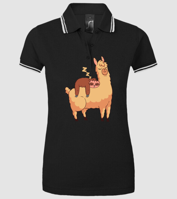 Leneș dormind pe Lama tricou amuzant model negru pe tricou