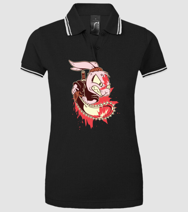 Iepuraș cu drujbă model negru pe tricou