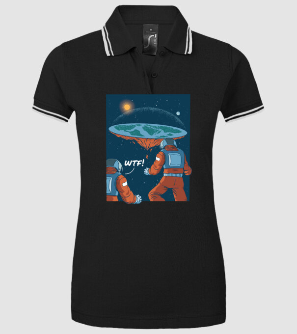Astronaut Pământ plat model negru pe tricou