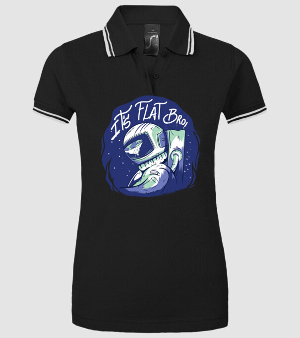Astronaut Pământ plat model negru pe tricou