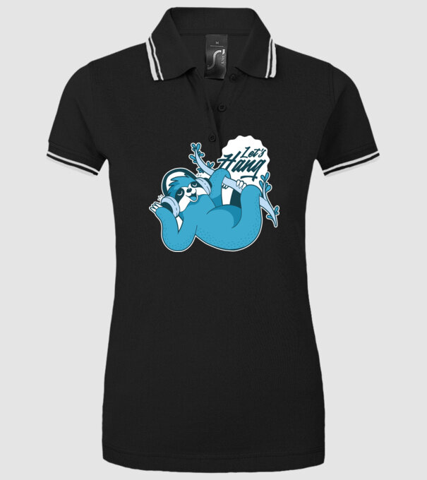 'Let''s Hang tricou cu leneș' model negru pe tricou