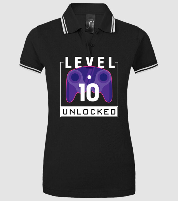 Level 10 Unlocked Gamer Birthday model negru pe tricou