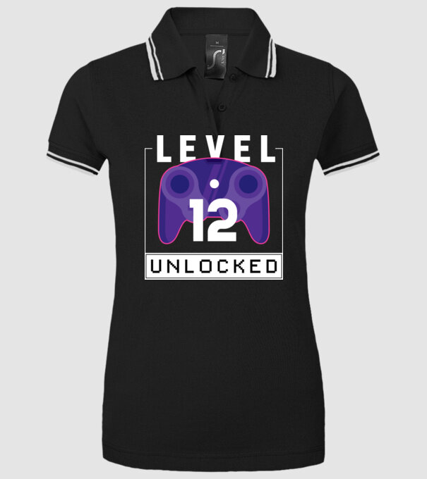 Level 12 Unlocked Gamer Birthday model negru pe tricou