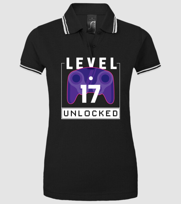 Level 17 Unlocked Gamer Birthday model negru pe tricou