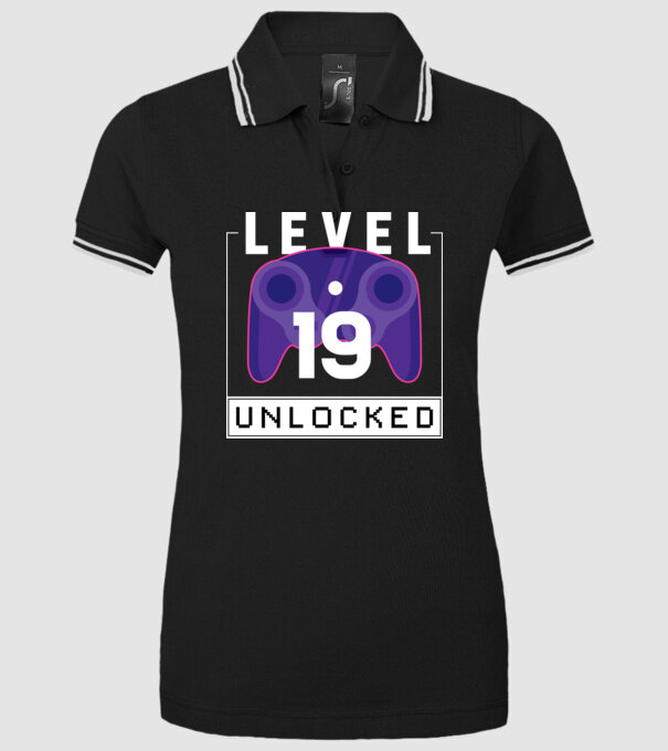 Level 19 Unlocked Gamer Birthday model negru pe tricou