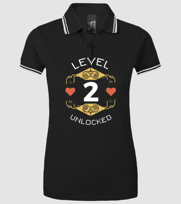 Level 2 Unlocked Gamer Birthday model negru pe tricou