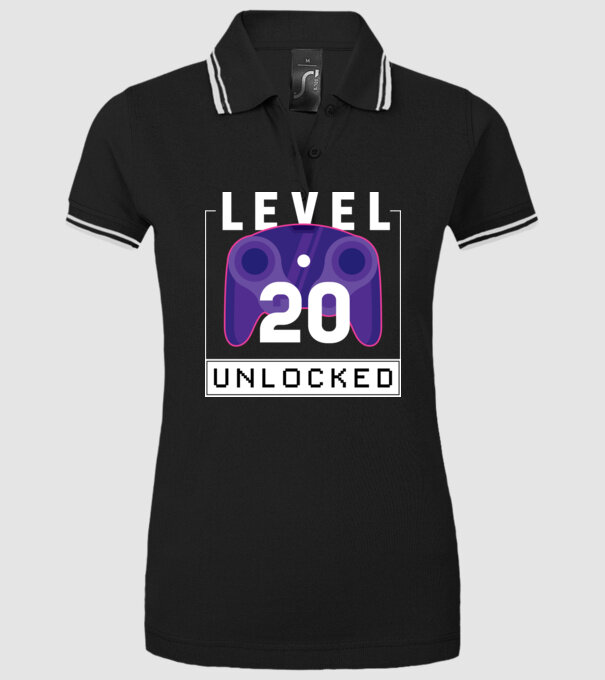 Level 20 Unlocked Gamer Birthday model negru pe tricou