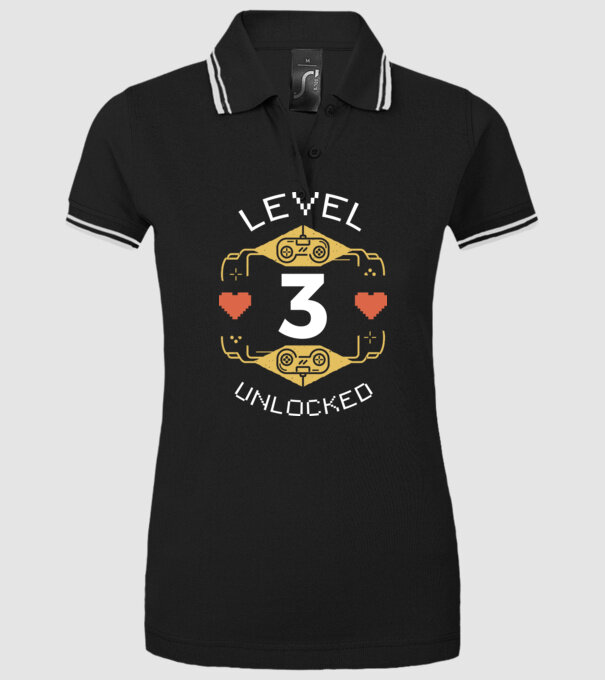 Level 3 Unlocked Gamer Birthday model negru pe tricou