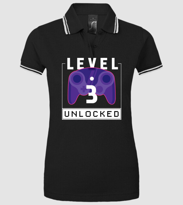Level 3 Unlocked Gamer Birthday model negru pe tricou