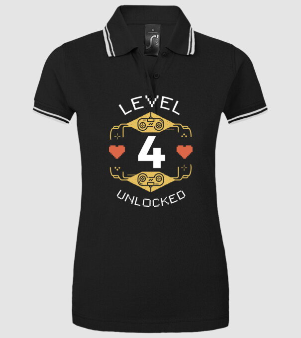 Level 4 Unlocked Gamer Birthday model negru pe tricou