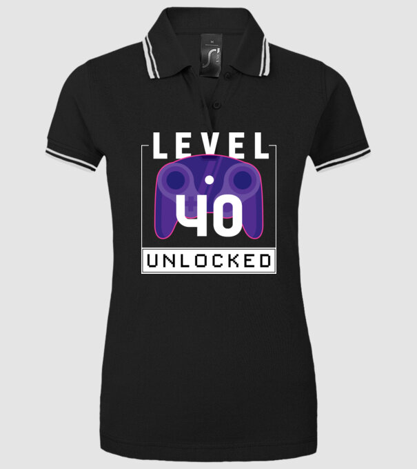 Level 40 Unlocked Gamer Birthday model negru pe tricou